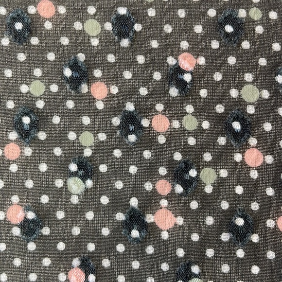 CAbi Black Pink and Gray Textured Sheer V-Neck Short Sleeve Blouse - Size Small - Picture 9 of 12